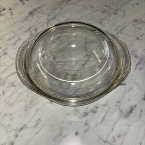 Vintage PYREX Corning Clear Glass 1.5L Round Casserole Baking Dish‎ & Lid, 023